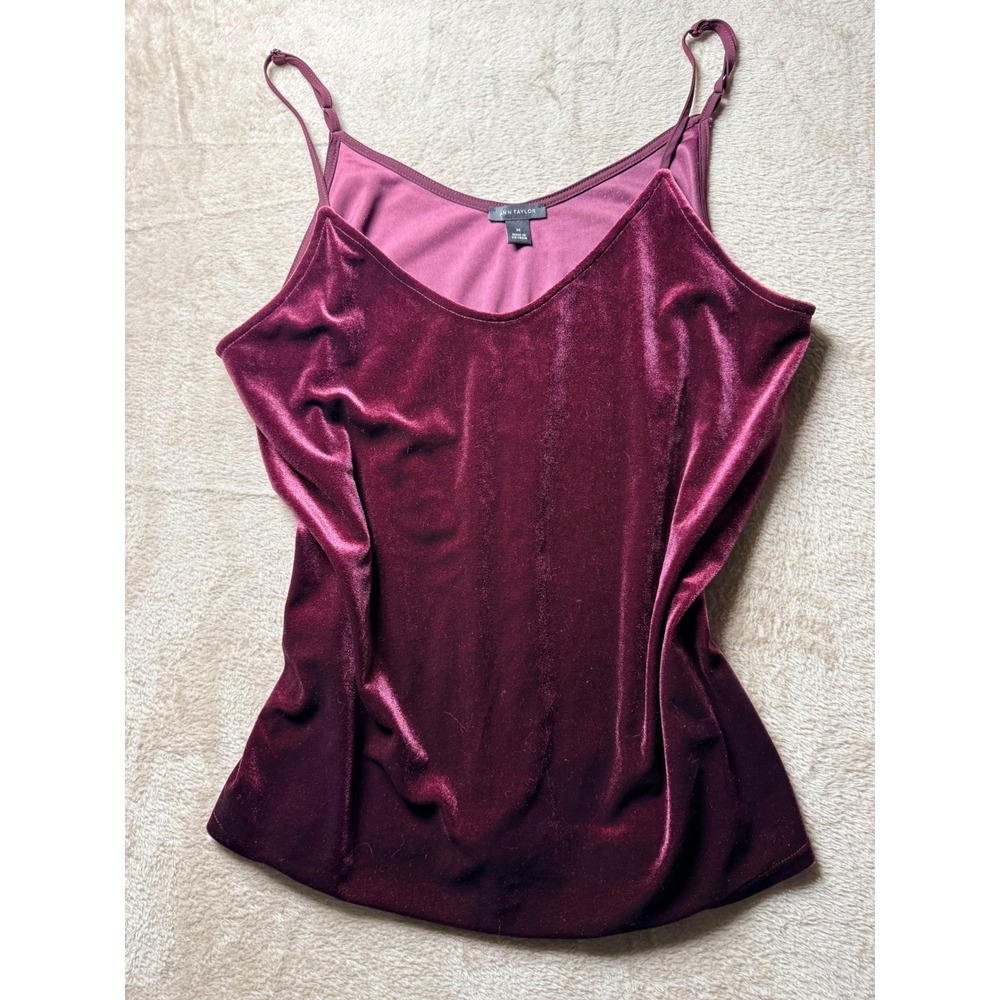 Ann Taylor Womens Burgundy Velvet Cami Slip Tank Top M Whimsigoth Witchy Chic‎